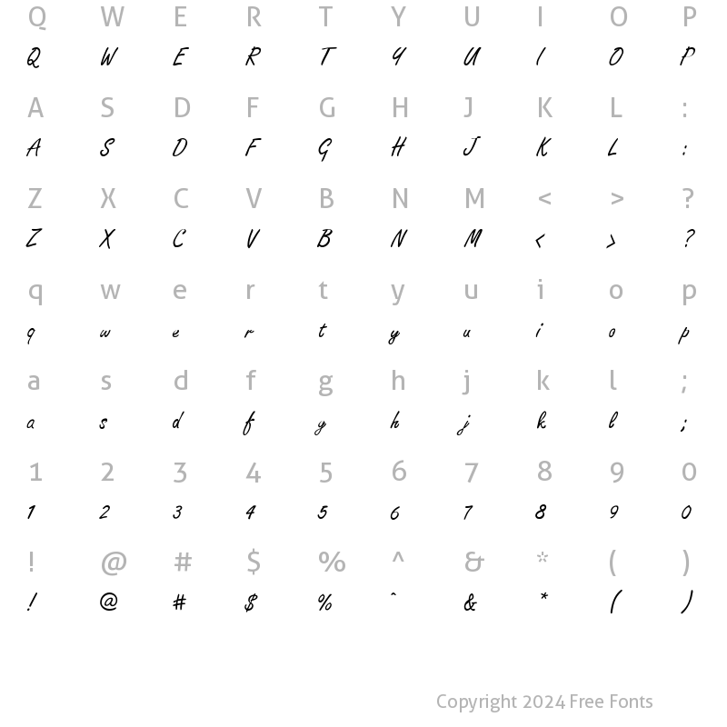 Character Map of New Script Regular