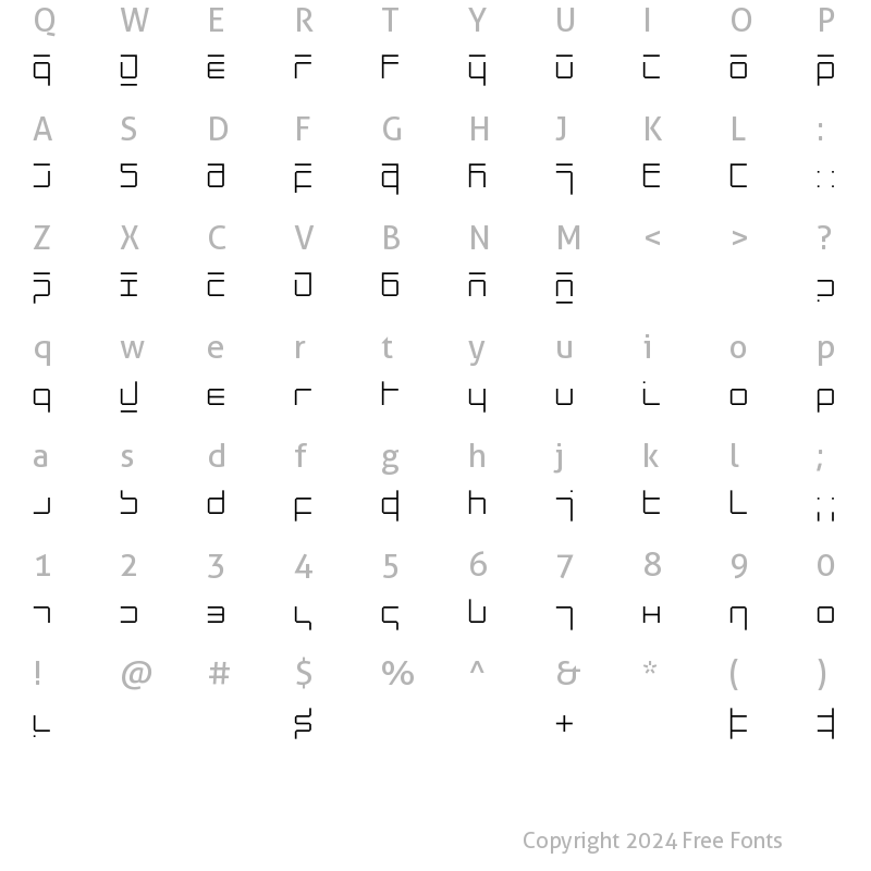 Character Map of NewAlphabet One Regular