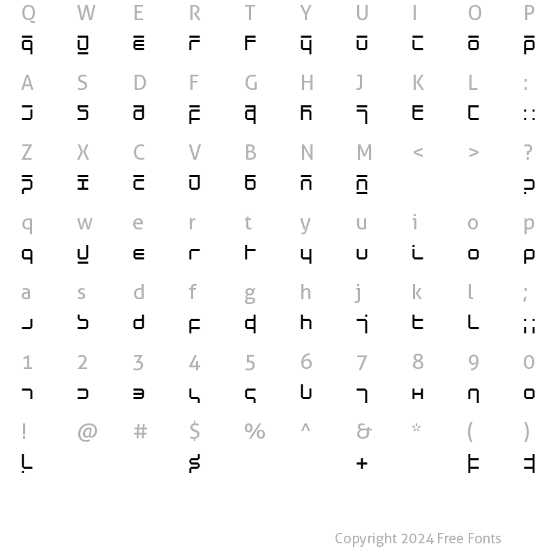 Character Map of NewAlphabet Regular