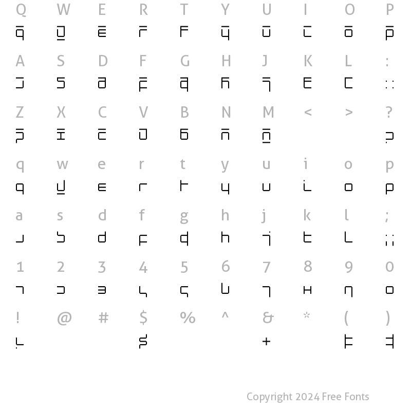 Character Map of NewAlphabet Two Regular