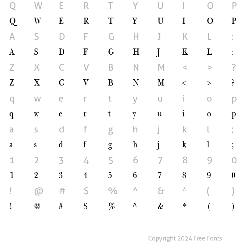 Character Map of NewBaskerThin Normal