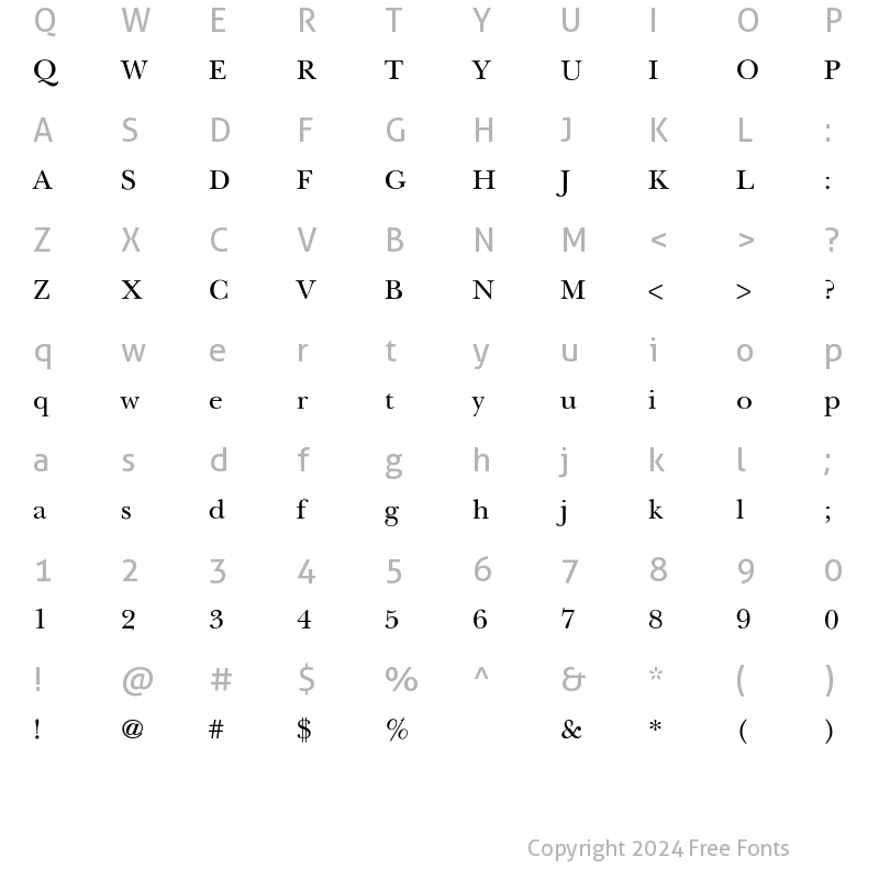 Character Map of NewBaskerville-Light Regular