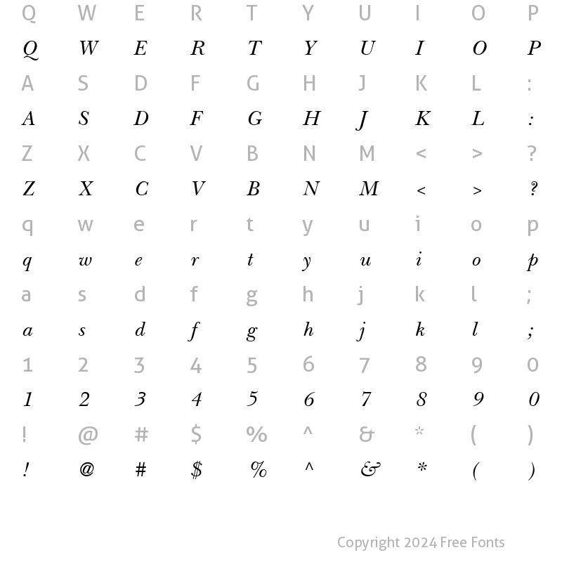 Character Map of NewBaskerville LT Italic