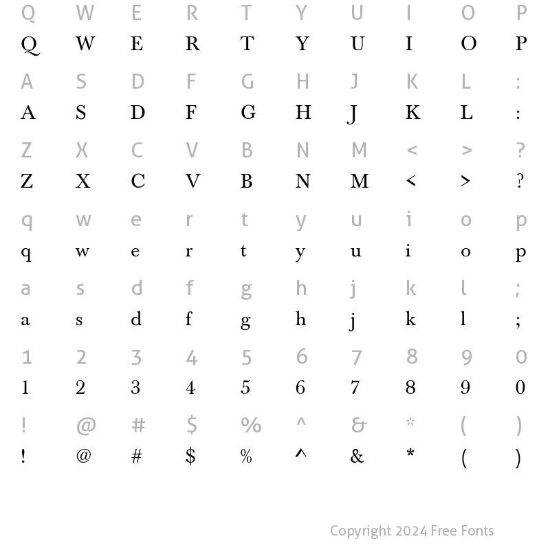 Character Map of NewBaskerville-Normal Regular