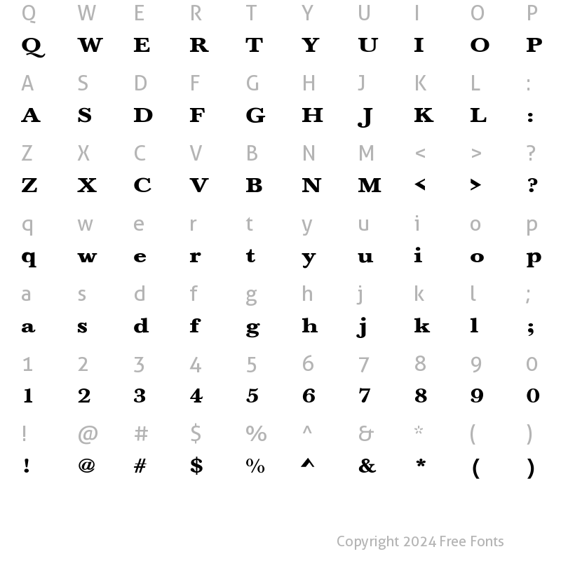 Character Map of NewBaskervilleE Regular