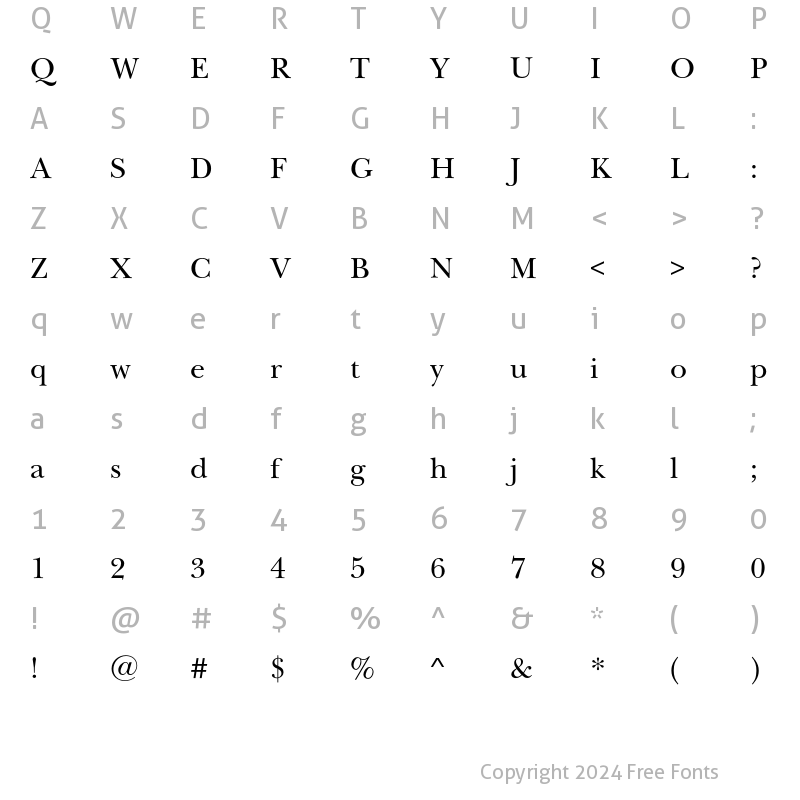 Character Map of NewBaskervilleEF Roman