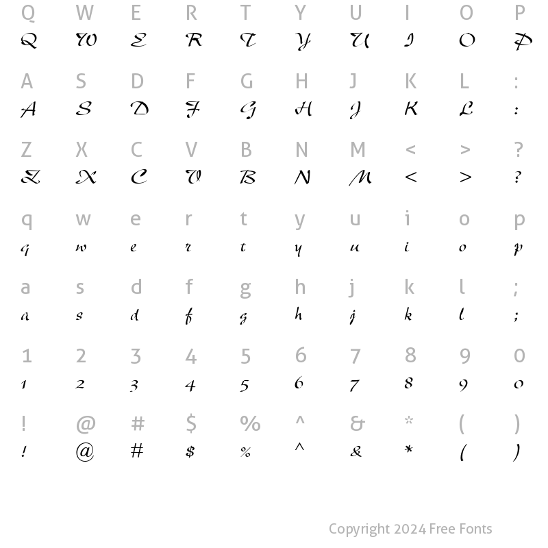 Character Map of NewBerolinaMT RomanItalic