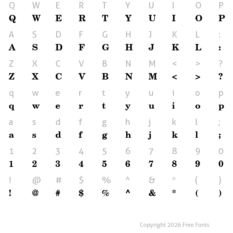 Character Map of NewBrunswick Bold