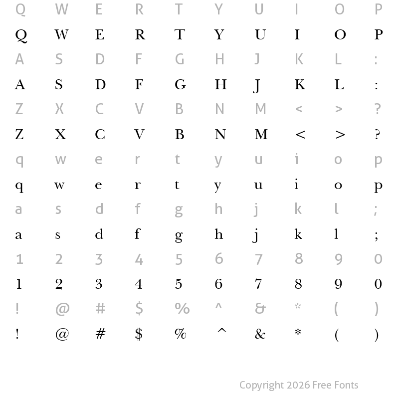 Character Map of NewBskvll BT Roman