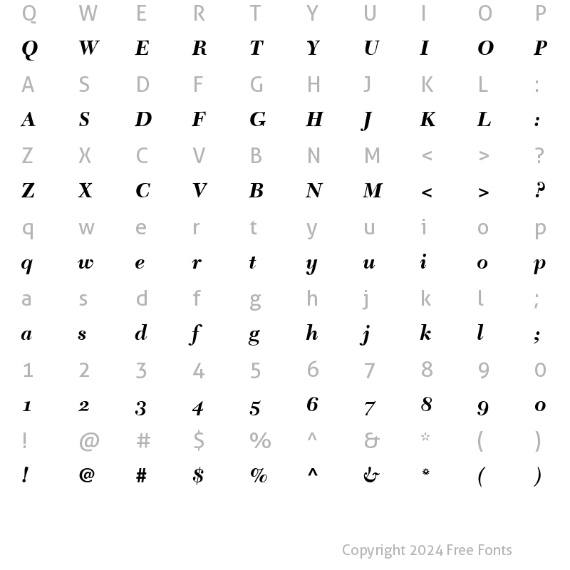 Character Map of NewCaledonia SC Bold Italic