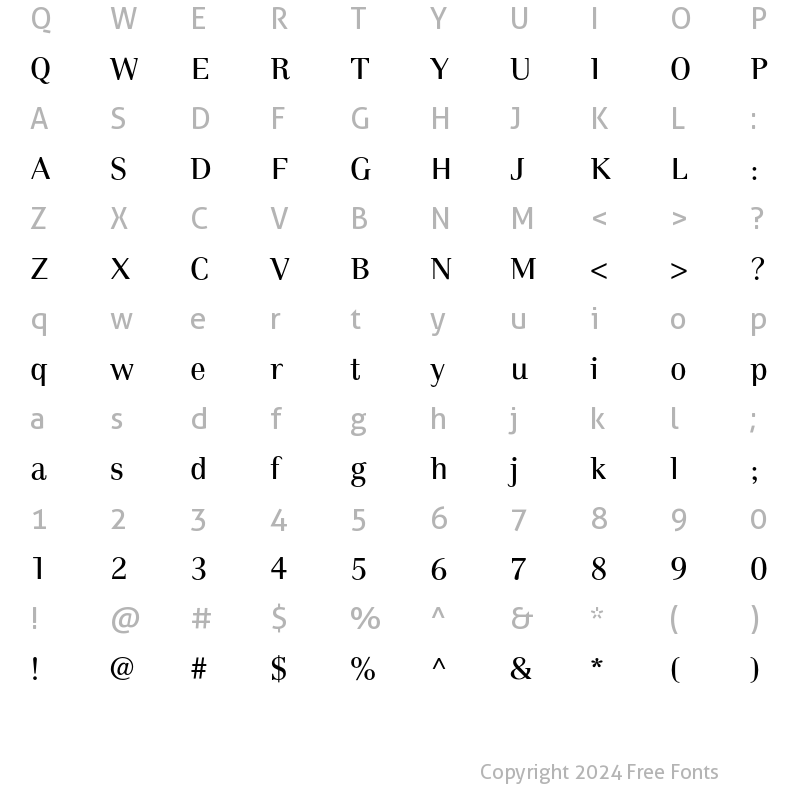 Character Map of NEWCENT Roman