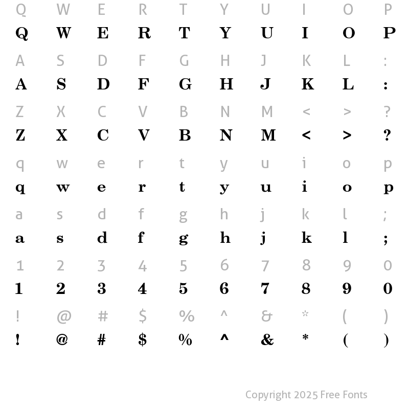 Character Map of NewCenturySchlbk-Bold Regular