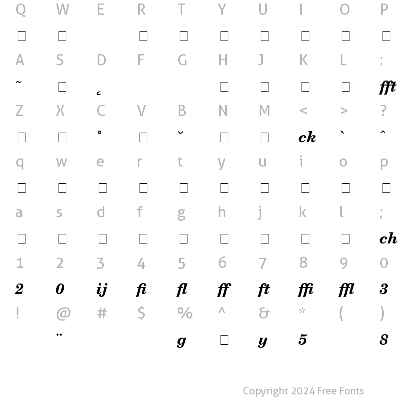 Character Map of NewCenturySchlbk Profi Bold Italic