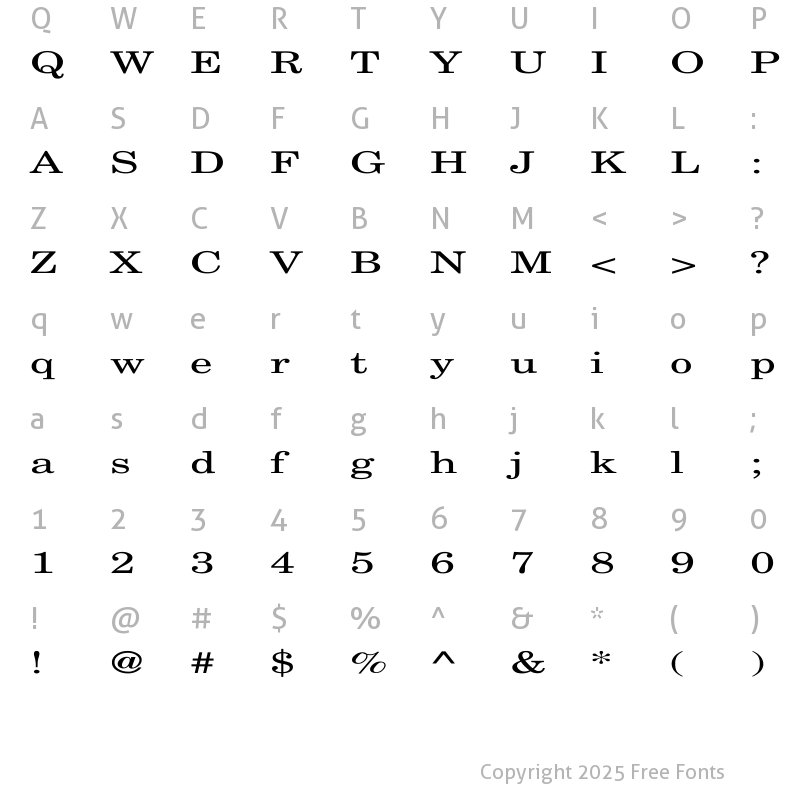 Character Map of NewCenturySchlbk-Roman Ex Regular