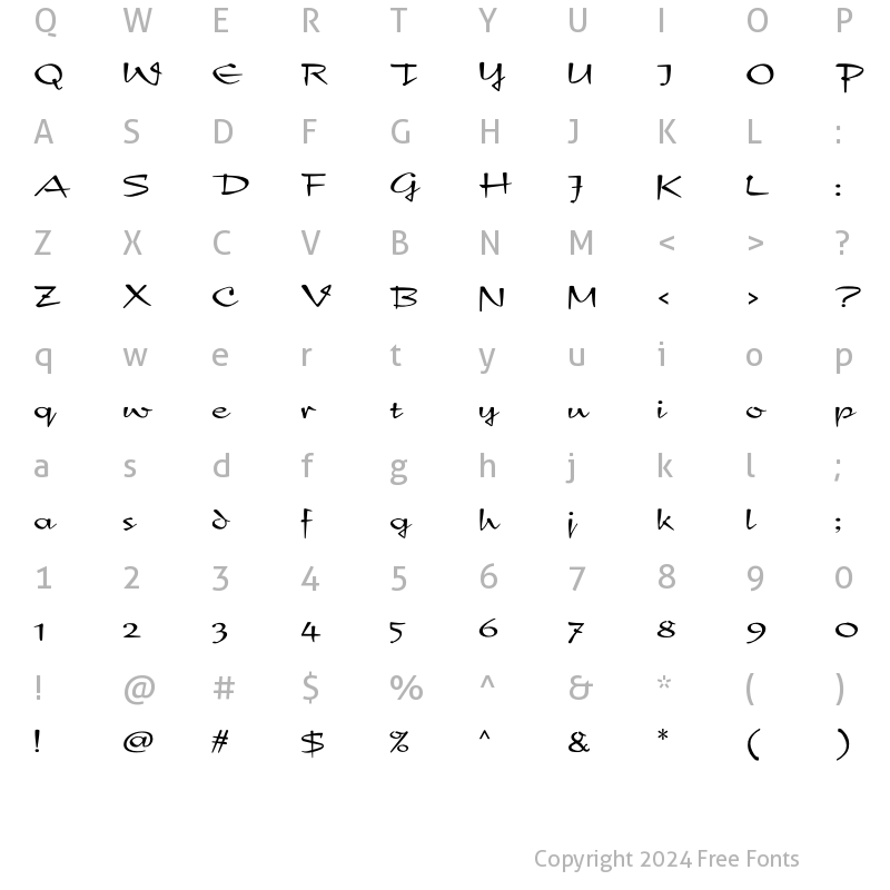 Character Map of NewDay Script Regular