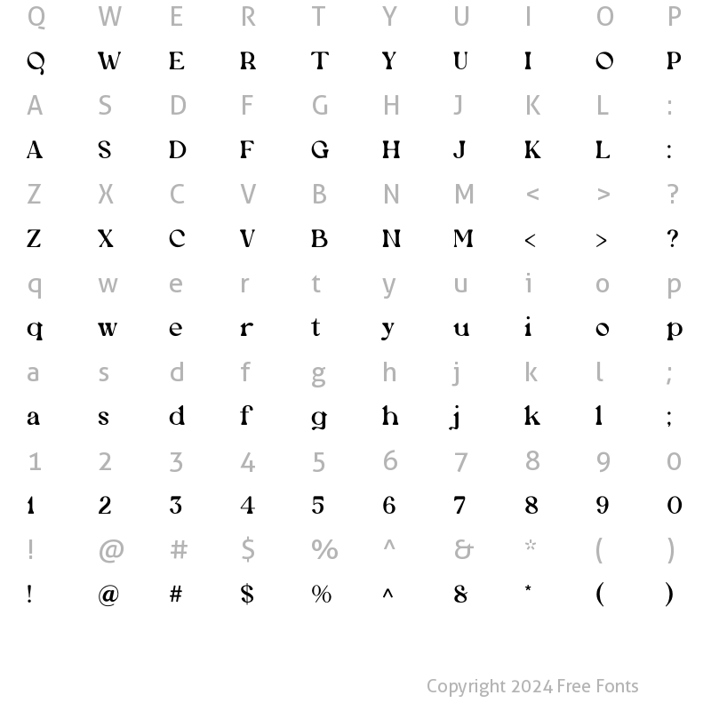 Character Map of Newgate Semibold