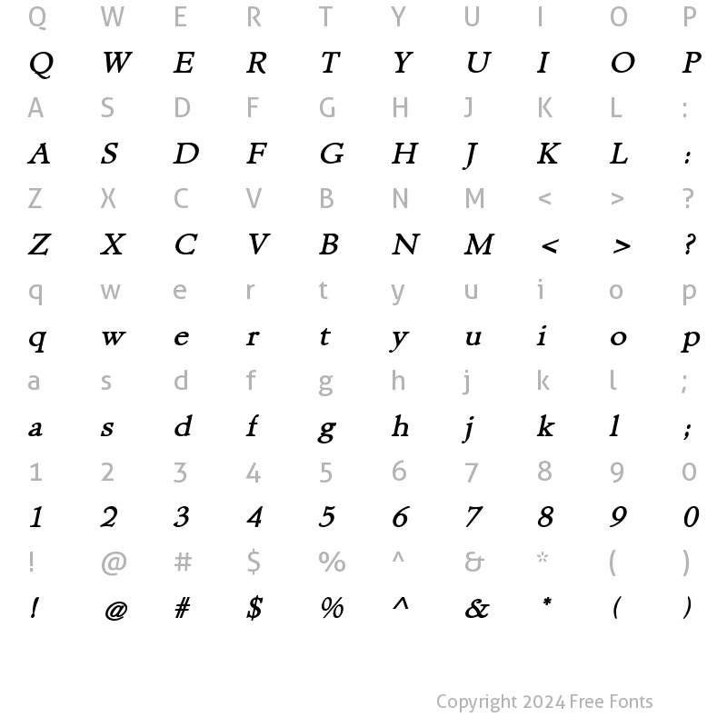 Character Map of NewHampshire BoldItalic