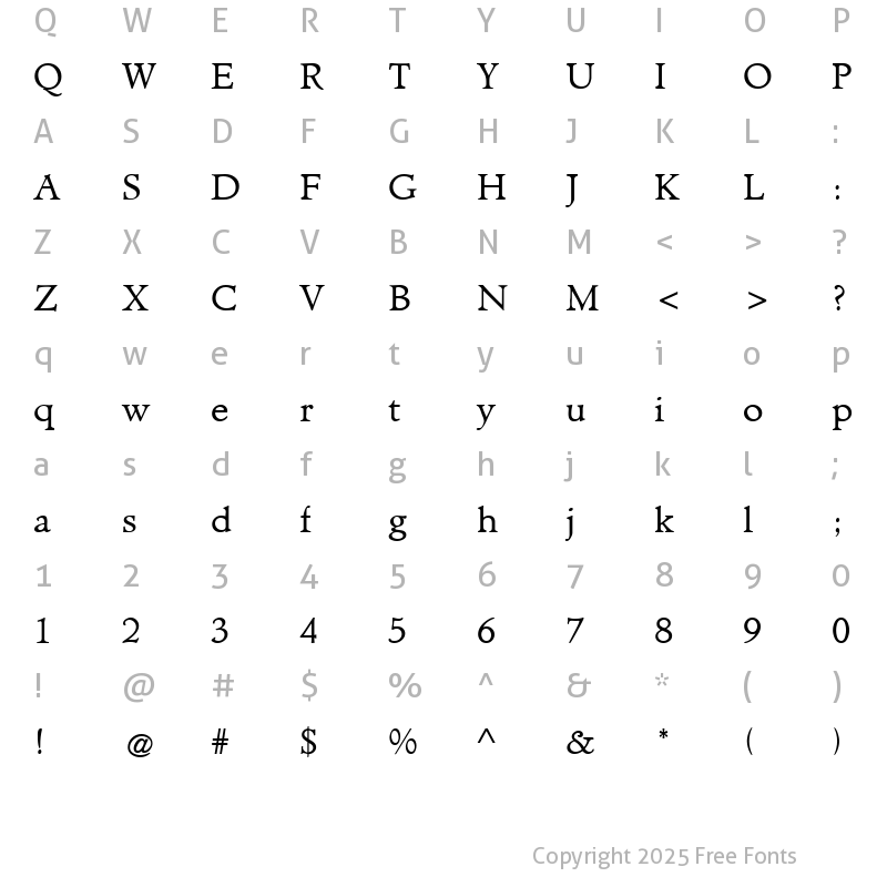 Character Map of NewHampshire Regular