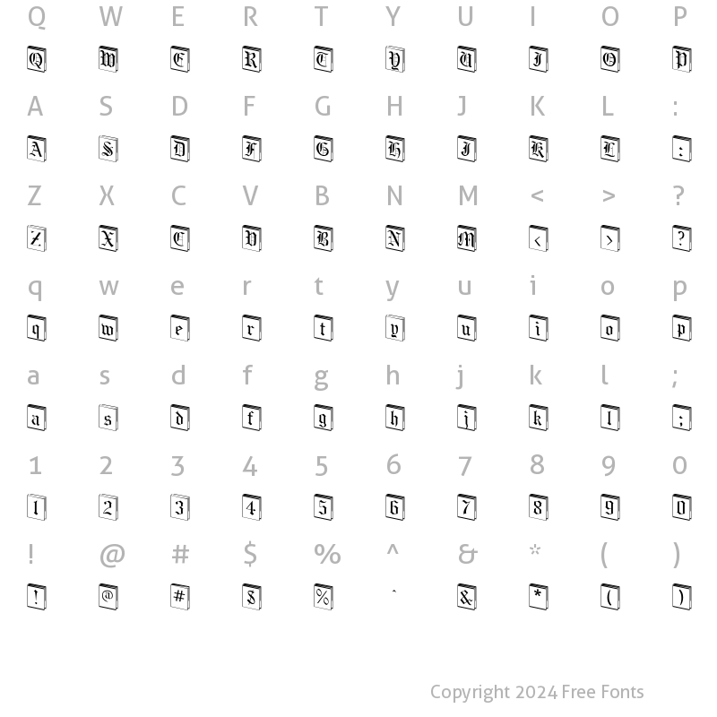 Character Map of NewLibrary Italic