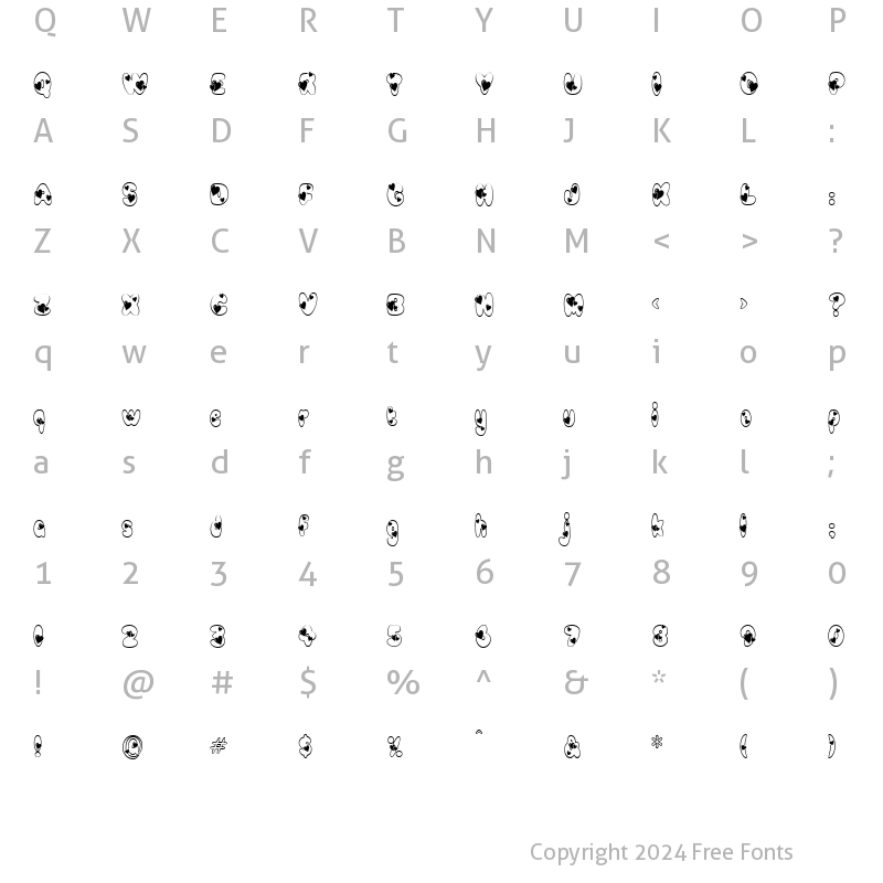 Character Map of Newlywed Regular