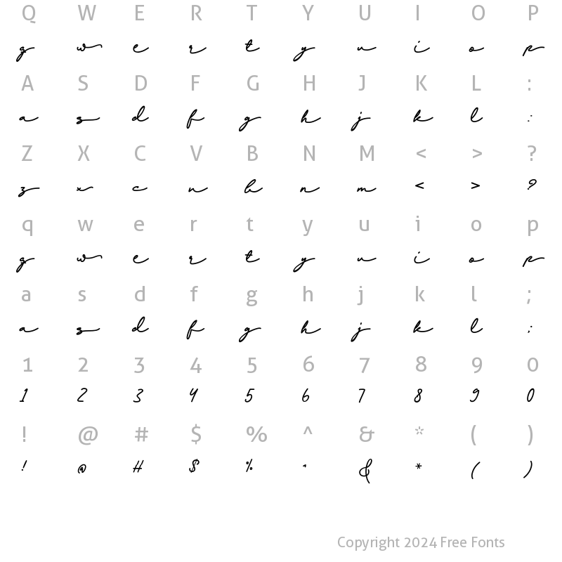 Character Map of Newnesia Script Regular