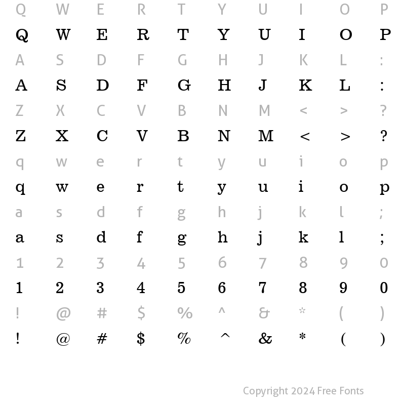 Character Map of News701 BT Roman