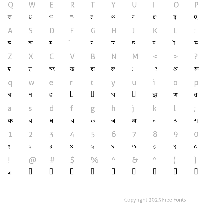 Character Map of NewScript1_Numeric Numeric