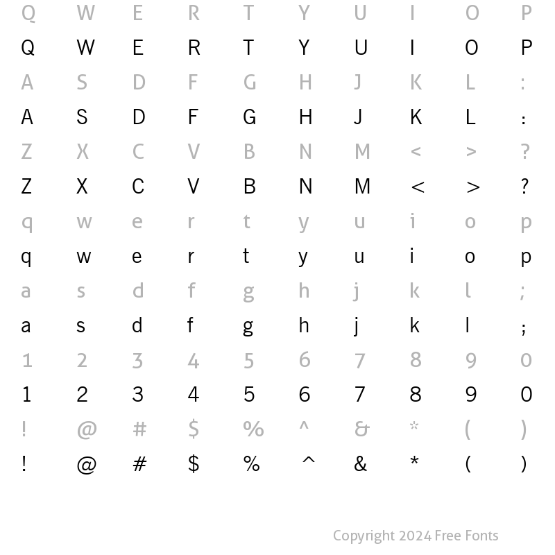 Character Map of NewsGoth BT Roman