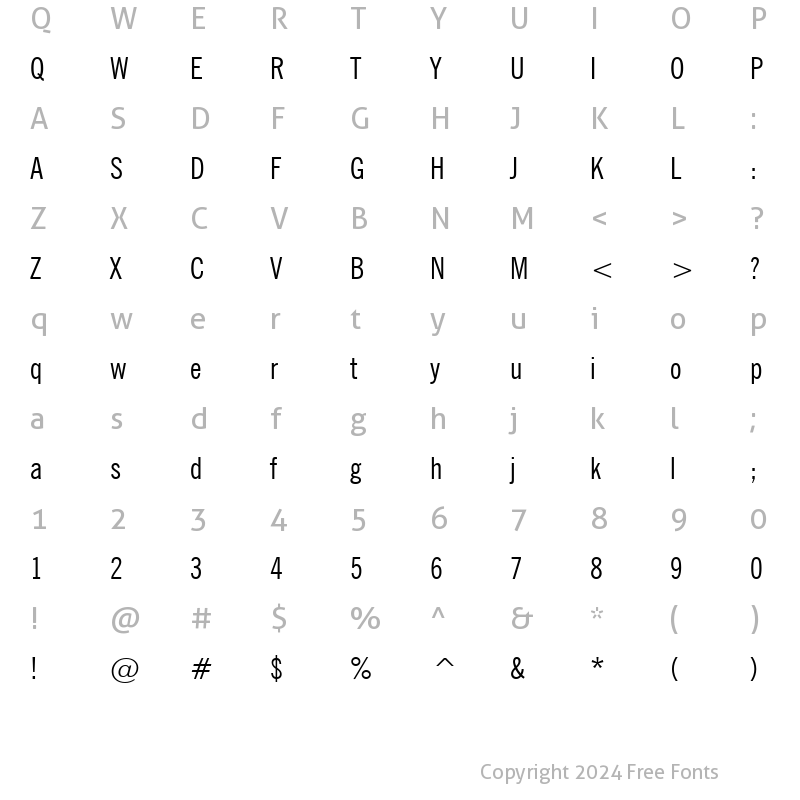 Character Map of NewsGoth Cn BT Regular