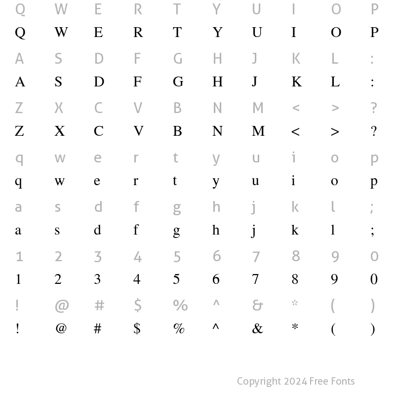 Character Map of NewsSerif-Roman Regular