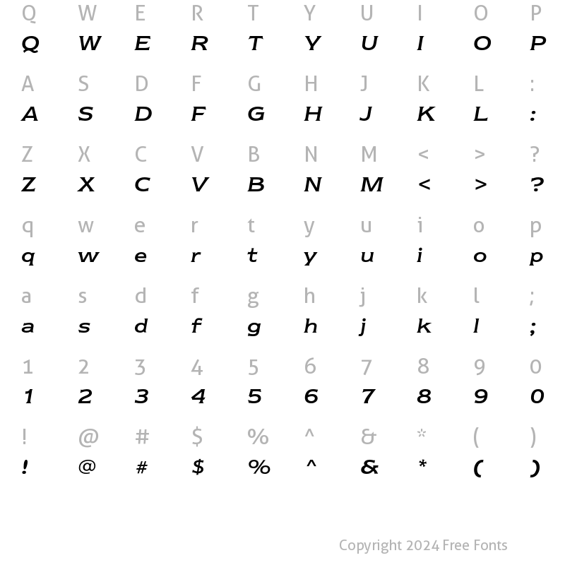 Character Map of Newtext ITC Std Italic