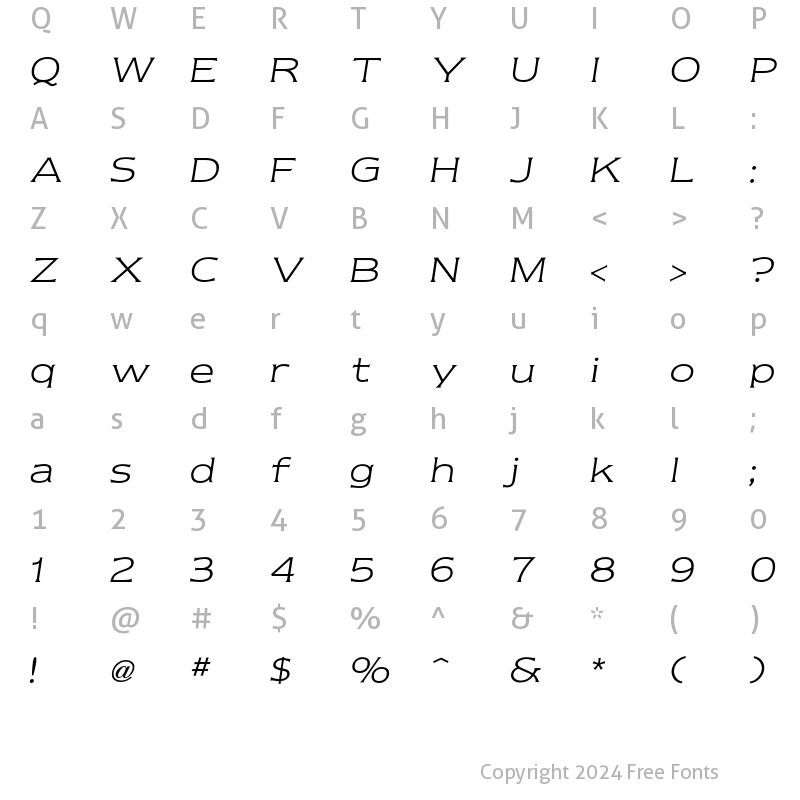 Character Map of Newtext Light Italic