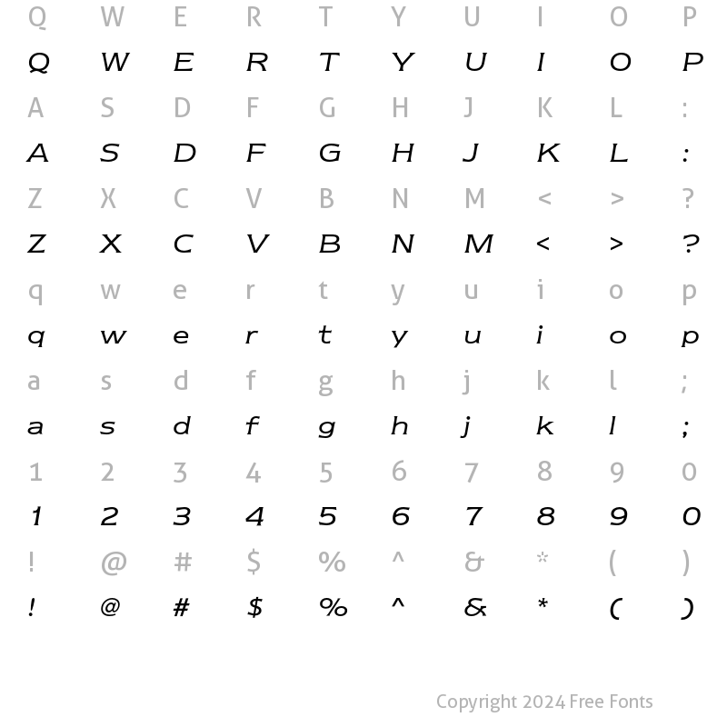 Character Map of NewtextEF Book Italic