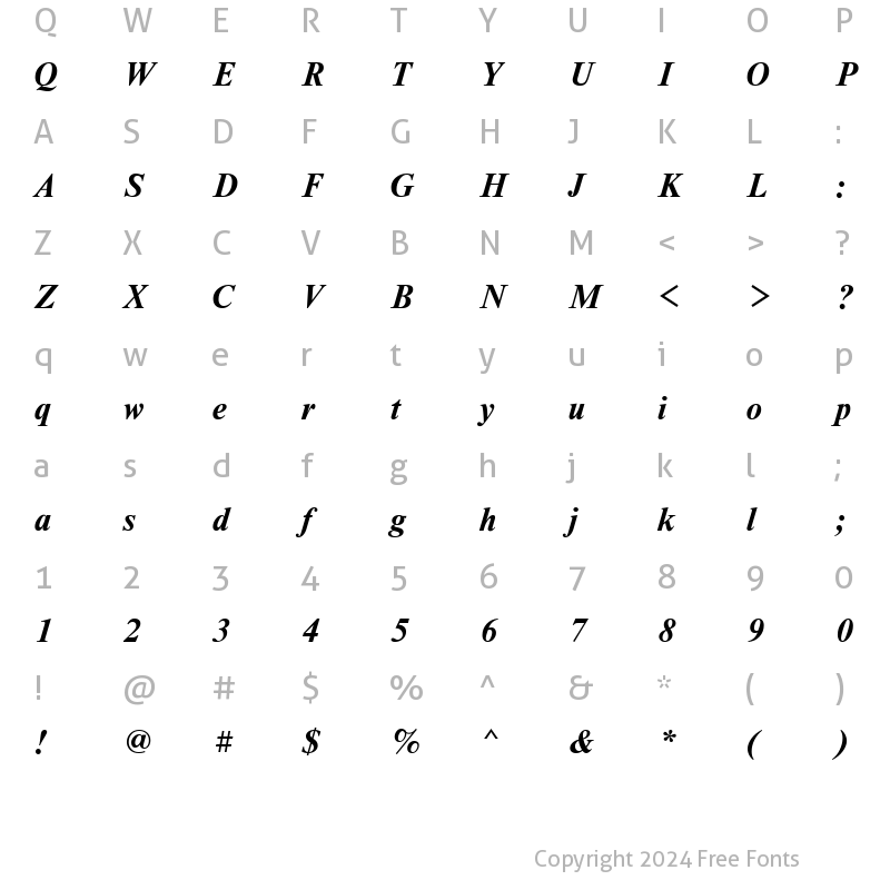 Character Map of NewtonWINCTT BoldItalic