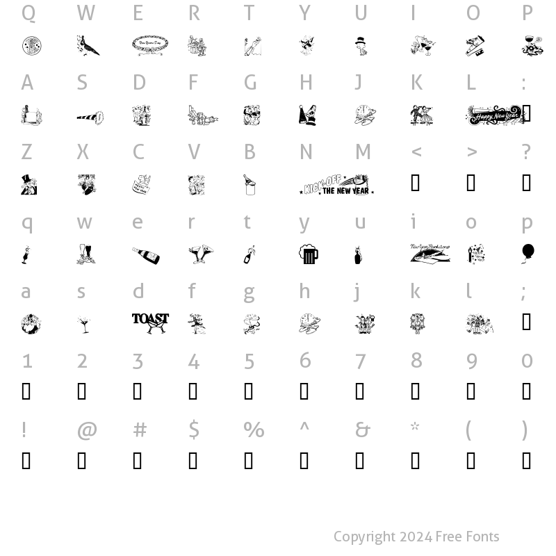 Character Map of NewYearBats Regular