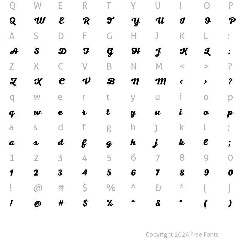 Character Map of Nexa Script Heavy