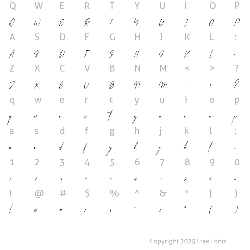 Character Map of Next Southerland Script Regular