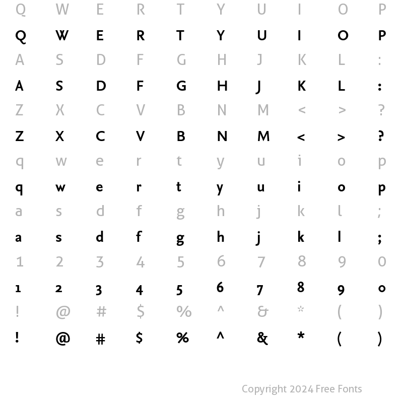 Character Map of NexusSans-Bold Regular