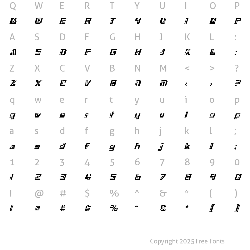 Character Map of Nexxus Italic