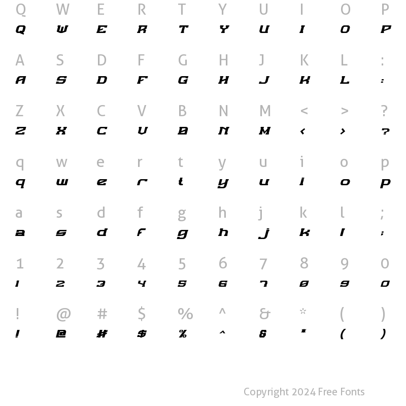 Character Map of NFC DEFOUR Bold Italic