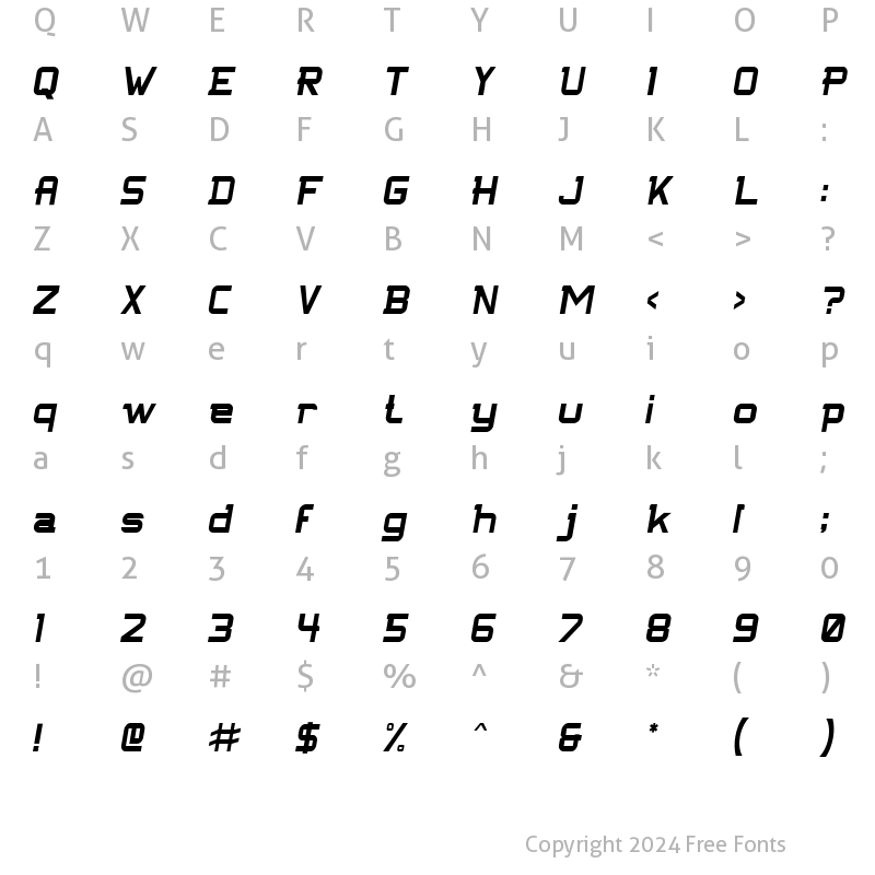 Character Map of NFC FISSURE Italic