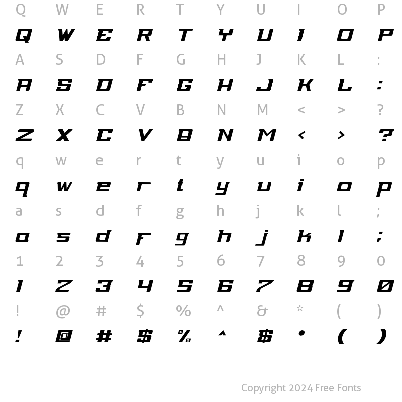 Character Map of NFC GHILLER Italic