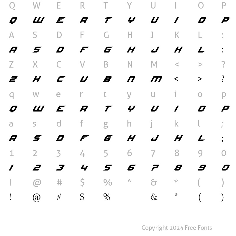 Character Map of NFS font Regular