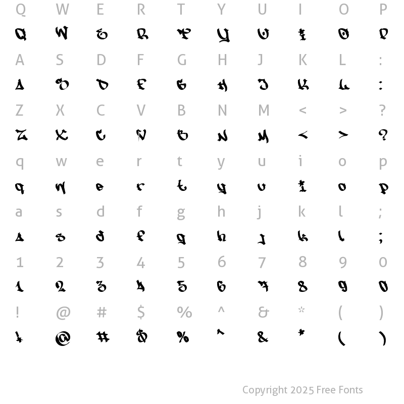 Character Map of NfS MW Regular