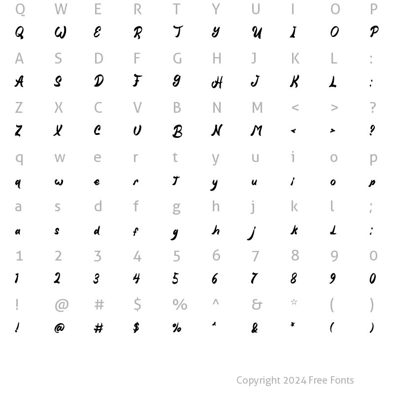 Character Map of Niagato Regular