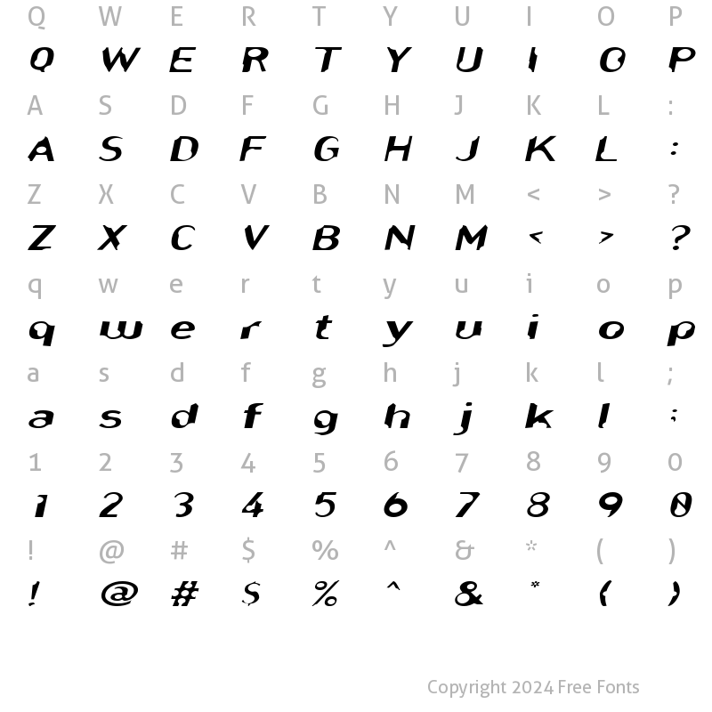 Character Map of NibblesExtended Oblique