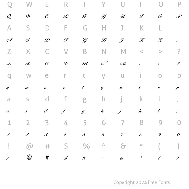 Character Map of NicholasBecker Bold