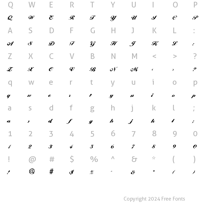 Character Map of NicholasBeckerAntique-Black Regular