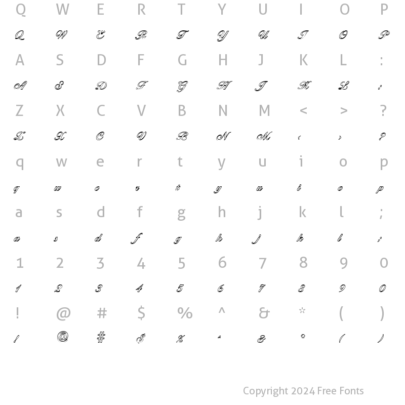 Character Map of NicholasBeckerOutline-Medium Regular