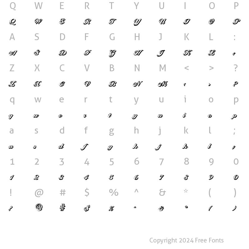 Character Map of NicholasBeckerShadow-Black Regular